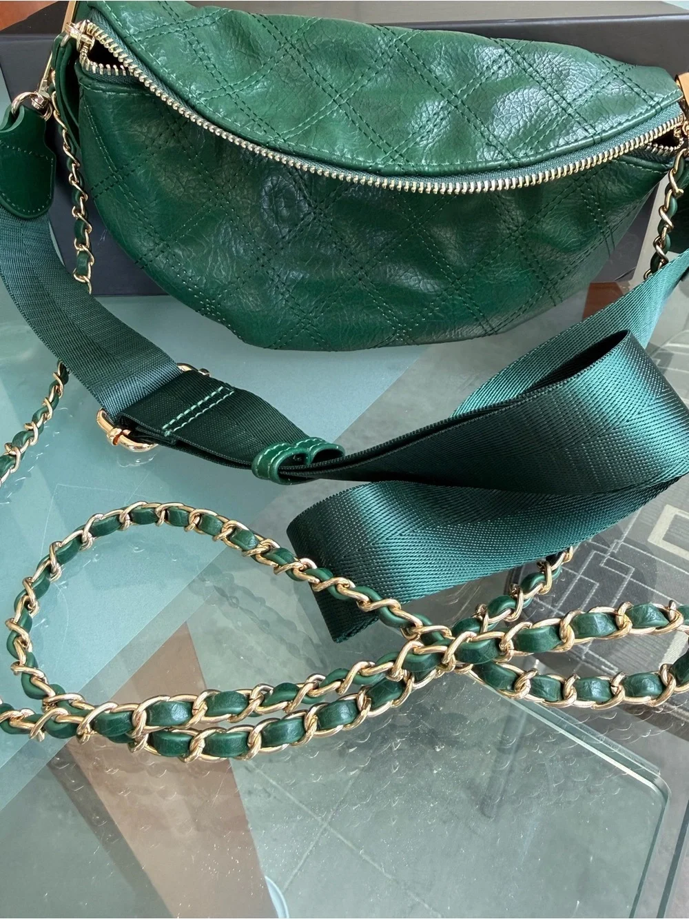 Vici Quilted Green Leather crossbody Bag - Classic Women's Handbag